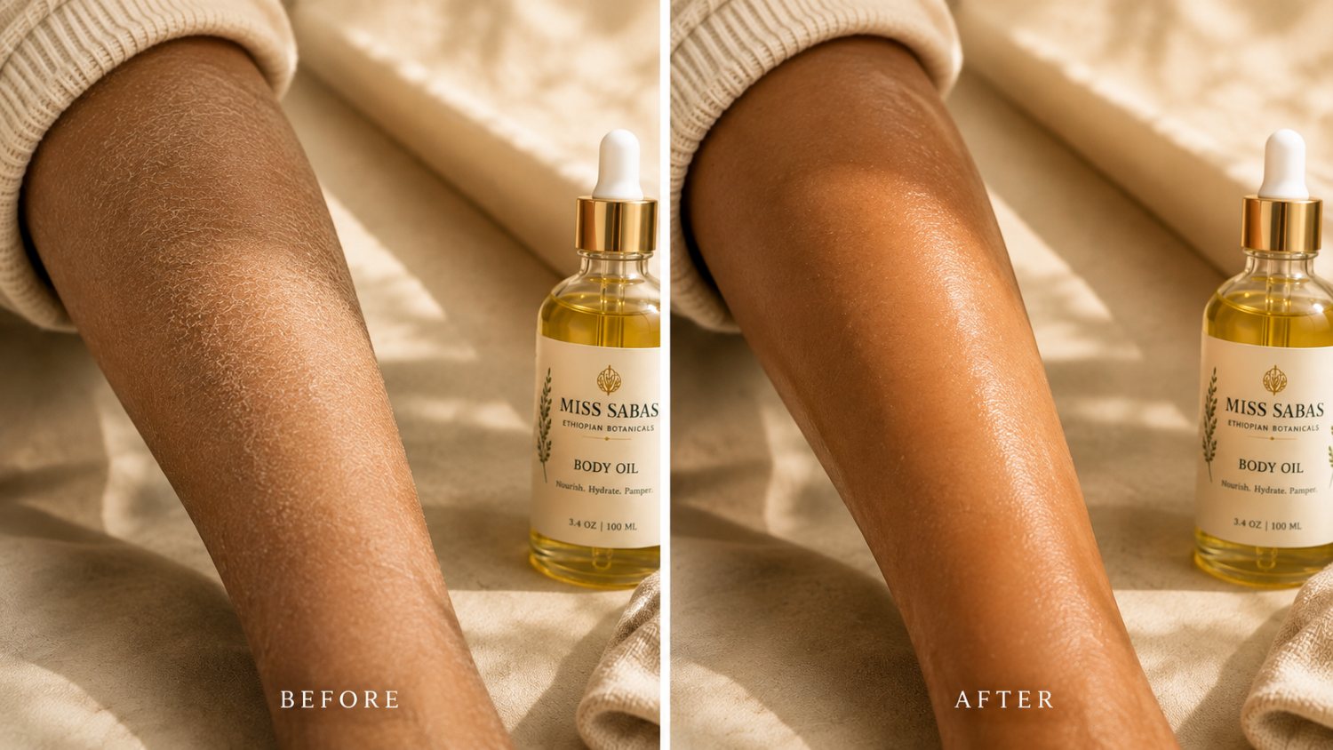 Body Oil results on leg